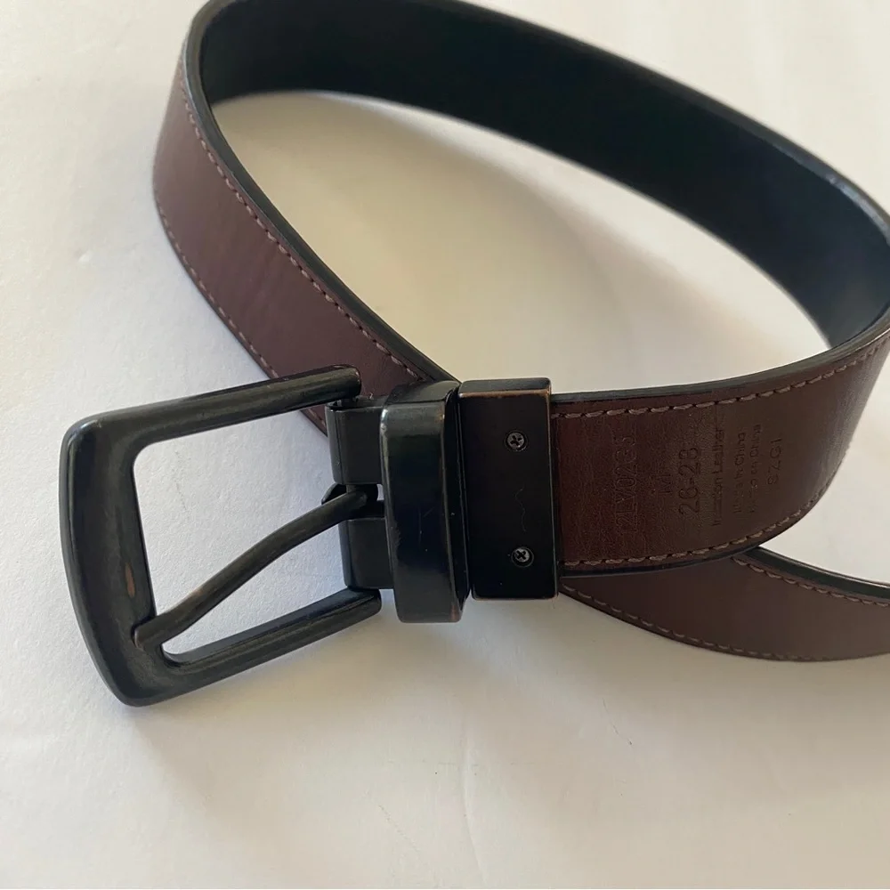 Levi Strauss Reversible Belt Black Brown Kids M 26-28 Vegan Leather Metal Buckle